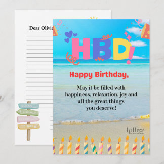 CARTÃO PERSONALIZADO DE ANIVERSÁRIO NA PRAIA