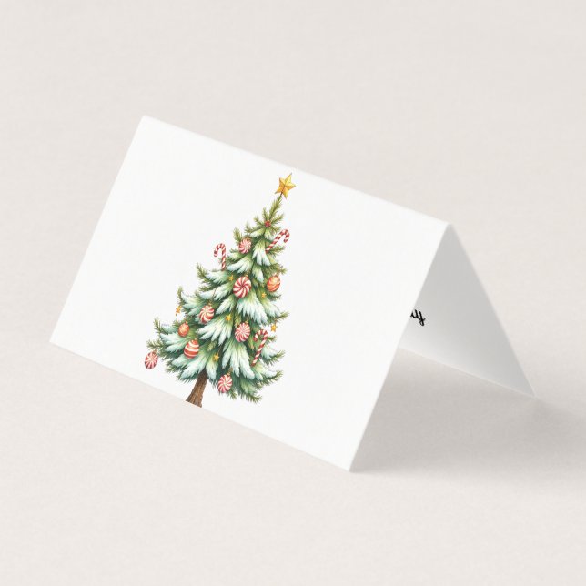 Cartão Personalizado de Árvore de Natal com Hortel (Frente)