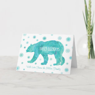 Cartão Personalizado de Bear Polar com Aquarela