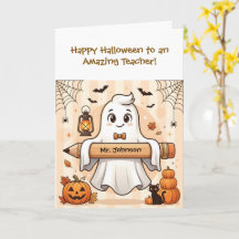 Cartão Personalizado de Boas Festas de Halloween p