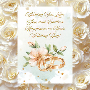 Cartão Personalizado de Casamento "Anéis de Ouro e