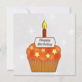 Cartão Personalizado de Cupcake Laranja Feliz de A