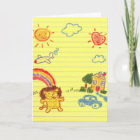 Cartão personalizado de desenho de lápis de aniver