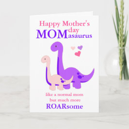 Cartão personalizado de Dia de as mães de Dinossau