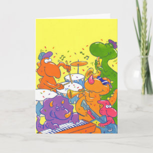 Cartão personalizado de dinossauros de música de a