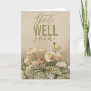 Cartão Personalizado de Melhoras Floral Bege Suave