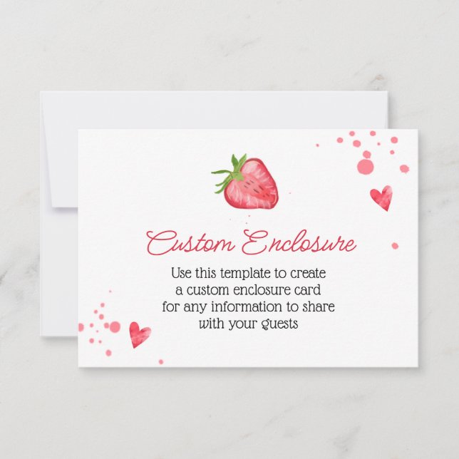 Cartão Personalizado de Morango em Aquarela Simple (Frente)