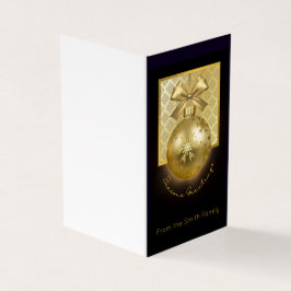 Cartão personalizado de Natal preto e Dourado