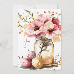 Cartão Personalizado de Páscoa com Ovos e Flores