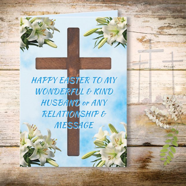 Cartão personalizado de Páscoa cristão para Marido (Custom, Happy Easter to my Husband. Easter Card for Him. Happy Easter Husband.. Easter card husband.)