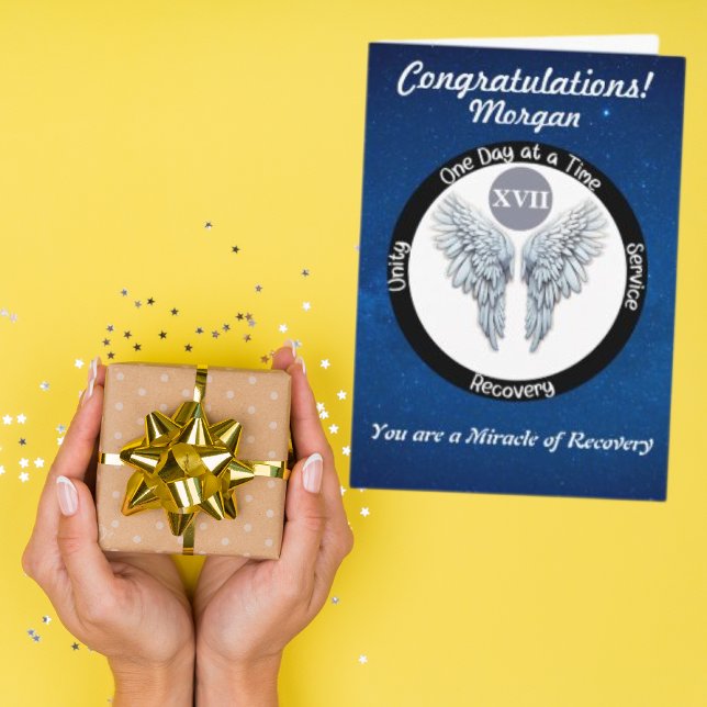 Cartão Personalizado de Sobriedade - Asas de Anjo (Criador carregado)