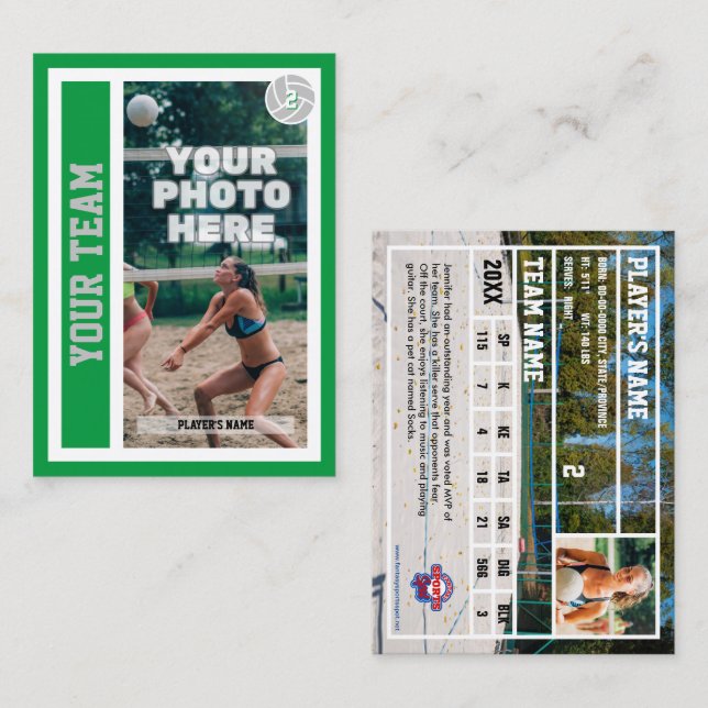 Cartão Personalizado de Voleibol de Praia (Kelly G (Frente/Verso)