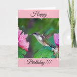 Cartão personalizado do colibri do feliz<br><div class="desc">Cartão Throated personalizado do colibri do rubi do feliz aniversario</div>