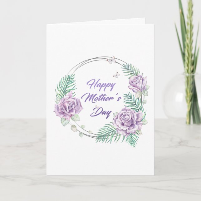 Cartão Personalizado do Dia das Mães com Floral Ro (Frente)