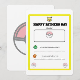 cartão personalizado do dia dos pais pokemon