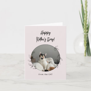 Cartão Personalizado do Gato Feliz Dia das Mães Rosa