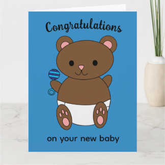 Cartão Personalizado do New Baby Boy Bear