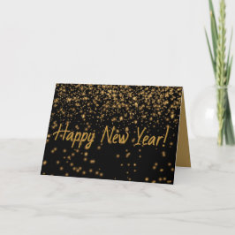 Cartão Personalizado FELIZ ANO NOVO Preto e Dourad