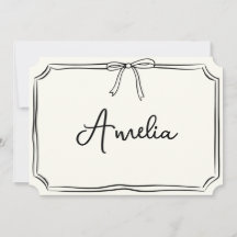 Cartão Personalizado Manuscrito com Laço Chic Mode