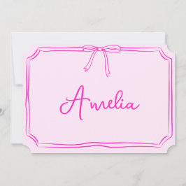 Cartão Personalizado Manuscrito Rosa com Laço Esté