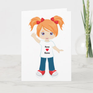 Cartão Personalizado Menina Cabelo Vermelho