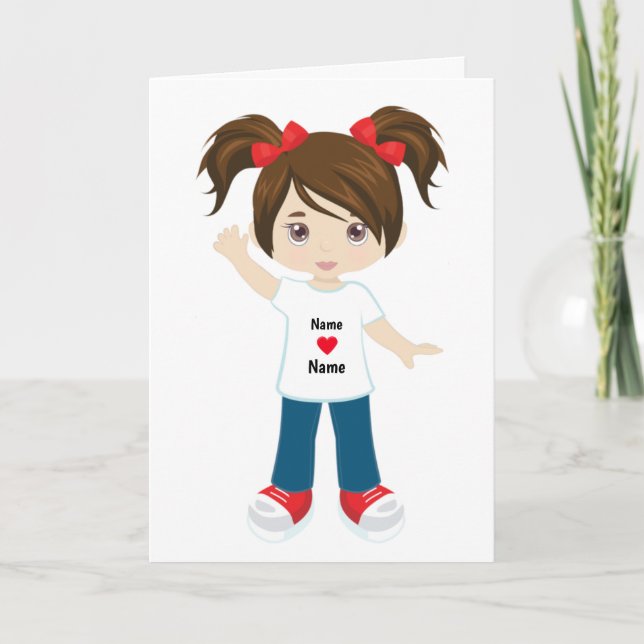 Cartão Personalizado Menina Morena (Frente)