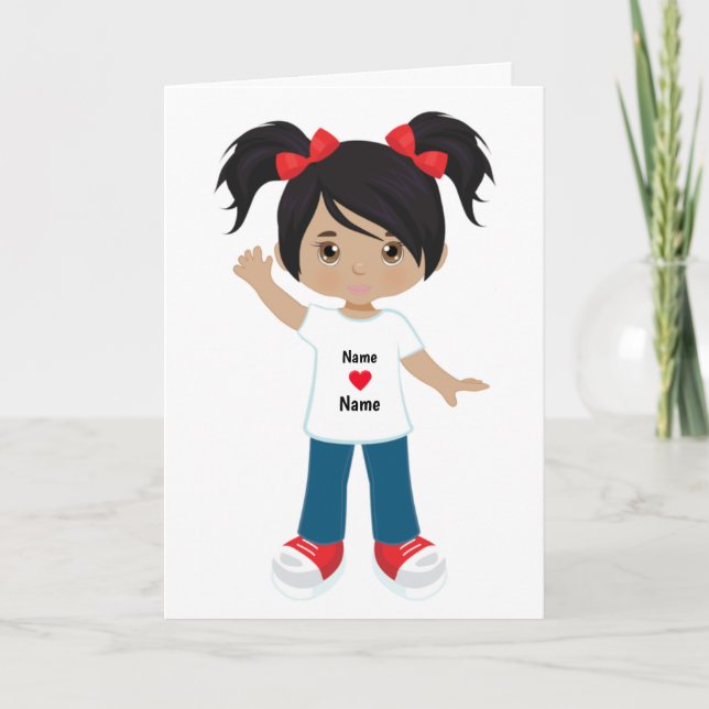 Cartão Personalizado Menina Multicultural (Frente)