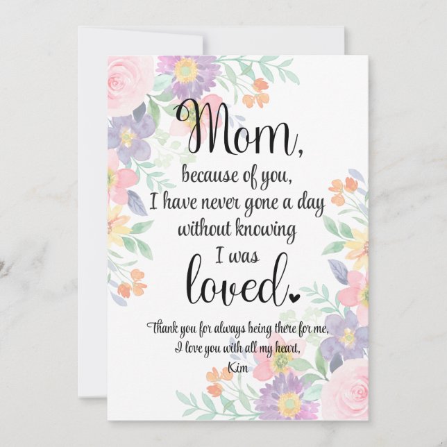 Cartão Personalizado para a Mamãe - Cartão do Dia  (Frente)