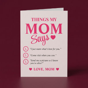 Cartão Personalizado para Mãe - Coisas que Minha M