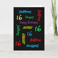 Personalizado Preto 16.º Aniversário Personalizado