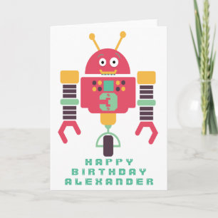 Cartão Personalizado Robot Birthday