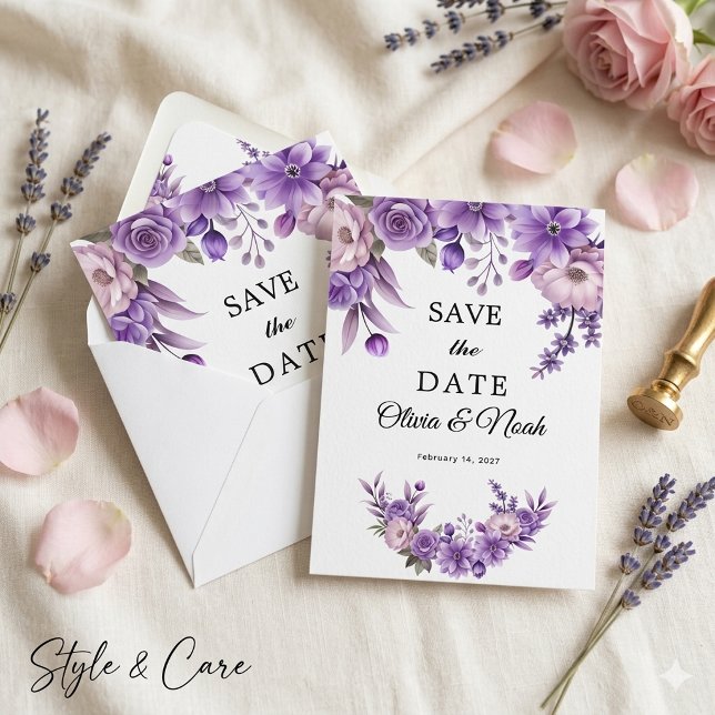 Cartão Personalizado Rosa Floral para Salvar a Dat (Personalized Pink Floral Save The Date Card)