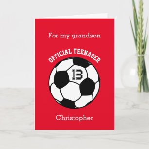 Cartão Personalizado Vermelho Futebol Aniversário de 13 a
