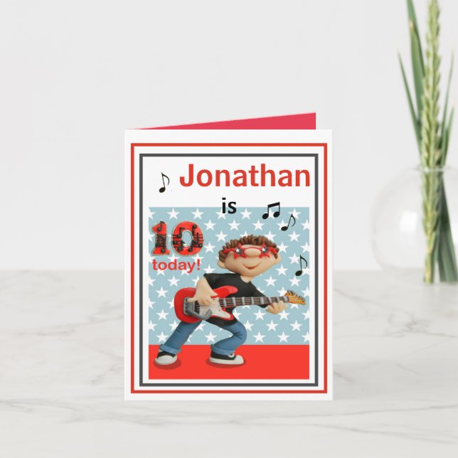 Cartão Personalizar a Placa de Aniversário do 10º Boys -  (Frente)