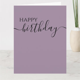 Cartão Personalizar: Aniversário Feliz Caligrafia Minimal