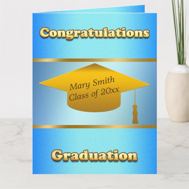 Cartão Personalizar Céu Azul Dourado Simples Moderno (Frente)