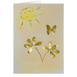 Cartão Personalizar flores e borboletas de ouro