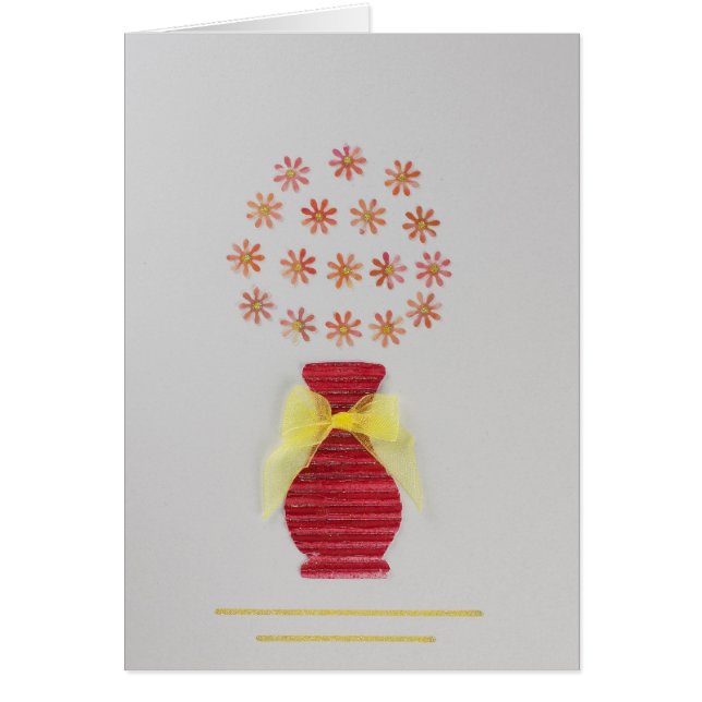 Cartão Personalizar flores em um vaso vermelho (Frente)