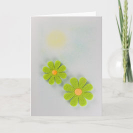 Cartão Personalizar flores verdes e laranja