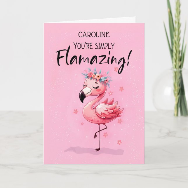 Cartão Personalizar o aniversário com Flamingo Fabuloso D (Frente)