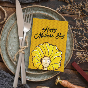 Cartão Personalizar o cabelo amarelo feliz do Dia de as m