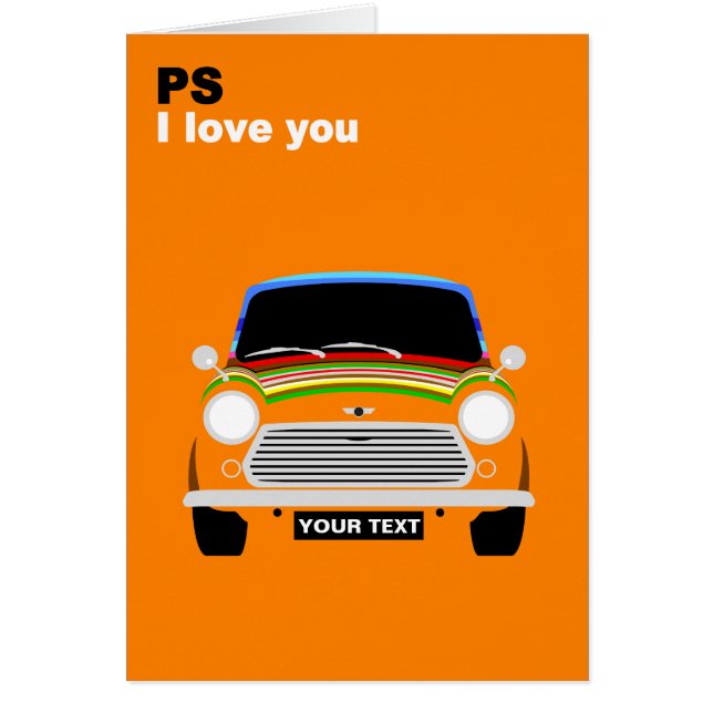 Cartão Personalizar o carro britânico Austin Mini Cooper (Frente)