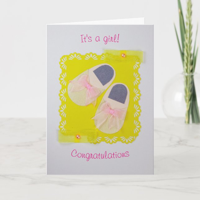 Cartão Personalizar pantufas de bebês (Frente)