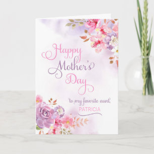 Cartão Personalizar para tia, Dia de as mães feliz