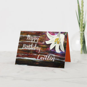 Cartão Personalizar por nome Feliz Design de Flor de Aniv