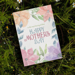 Cartão Personalizar Quatro Flores de Dia de as mães de Aq