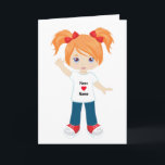 Cartão Personalizar Vazio Card Red Hair Girl<br><div class="desc">Cartaz de vazio. Por favor,  verifique mais dos meus produtos personalizados</div>