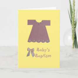 Cartão Personalizar Vestido de Bebê Rosa Batismo