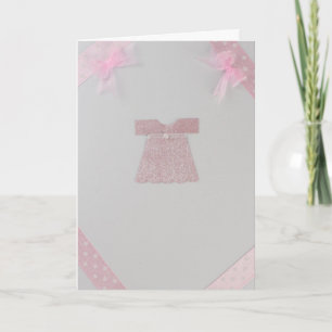 Cartão Personalizar Vestido de Bebê Rosa Batismo