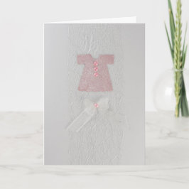 Cartão Personalizar Vestido de Bebê Rosa Batismo